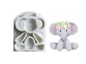 Molde silicona elefantito con hojas 